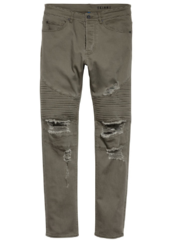 Хаки демисезонные скинни джинсы H&M