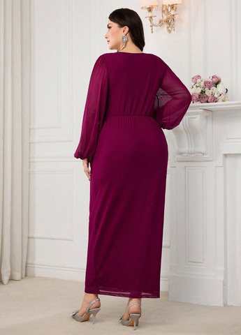 Бордова святковий, вечірня сукня футляр SHEIN однотонна