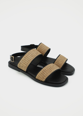 Черные босоножки URBAN TRACE с ремешком на плетеной подошве