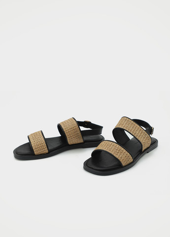 Черные босоножки URBAN TRACE с ремешком на плетеной подошве