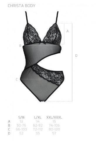 Боді з ажурним ліфом Christa Body black XXL/XXXL — Passion (255459591)