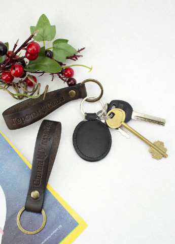 Брелок для ключів шкіряний "Слава Україні" темно-коричневий HandyCover (254369657)