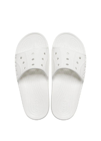 Белые шлепанцы Crocs с перфорацией, с тиснением, с логотипом