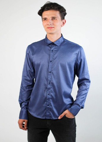 Темно-синяя кэжуал рубашка однотонная New Way