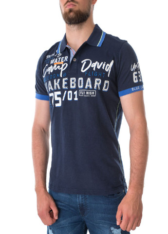 Синяя футболка-поло для мужчин Camp David однотонная