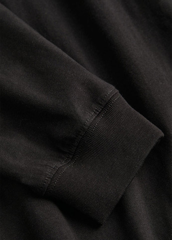 Світшот H&M - Прямий крій однотонний чорний кежуал бавовна, трикотаж - (268030661)