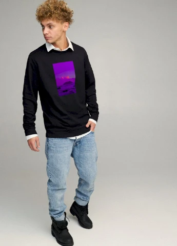 Чорний свитшот мужской oversize /no flis/ YAPPI малюнок (254557544)