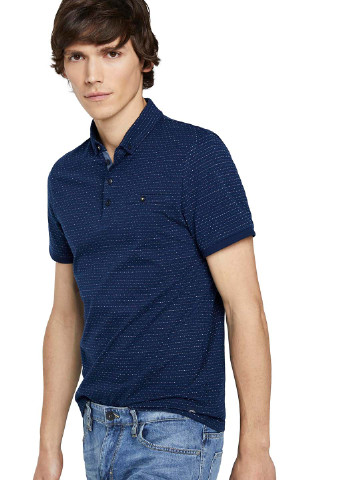 Темно-синяя футболка-поло для мужчин Tom Tailor в горошек
