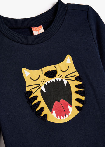 KOTON свитшот рисунок темно-синий кэжуал хлопок