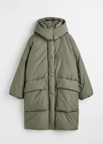 Оливкова (хакі) демісезонна куртка продовжена вільного крою H&M