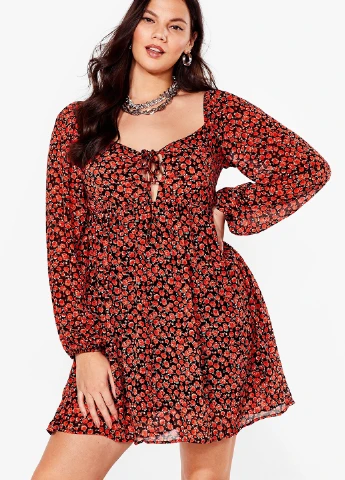 Красное кэжуал платье а-силуэт Nasty Gal с цветочным принтом