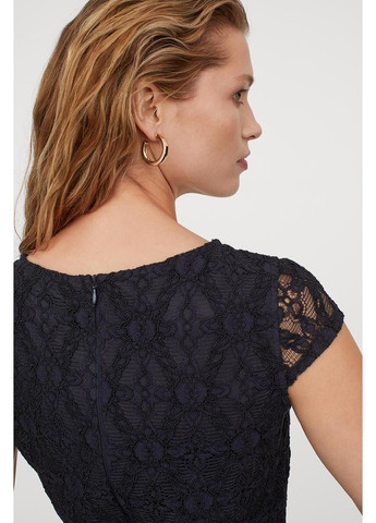 Темно-синее кэжуал платье а-силуэт H&M однотонное