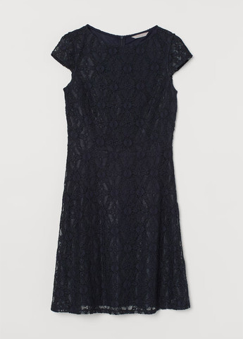 Темно-синее кэжуал платье а-силуэт H&M однотонное