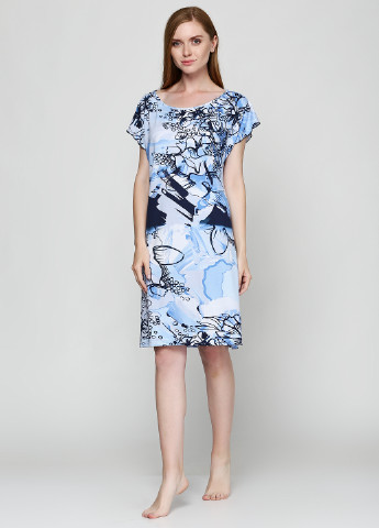 Голубое домашнее платье JULIA с абстрактным узором