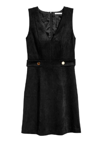 Черное деловое платье с треугольным вырезом H&M однотонное