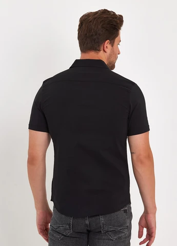 Черная кэжуал рубашка однотонная Trend Collection