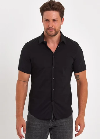 Черная кэжуал рубашка однотонная Trend Collection