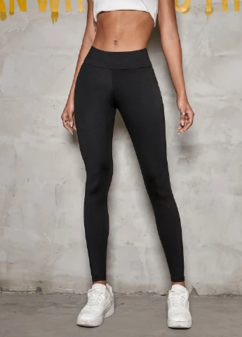 Черные демисезонные леггинсы SHEIN