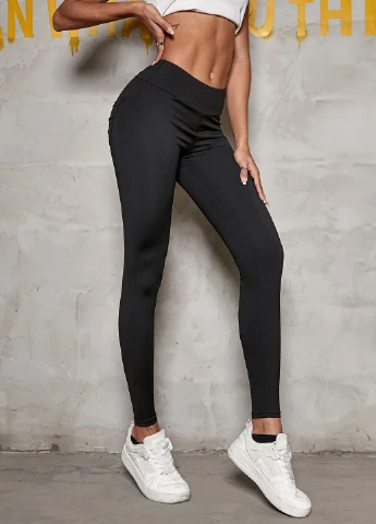 Черные демисезонные леггинсы SHEIN
