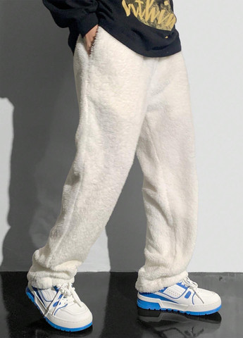 Белые кэжуал демисезонные брюки прямые SHEIN