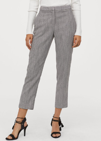 Серые кэжуал демисезонные укороченные брюки H&M