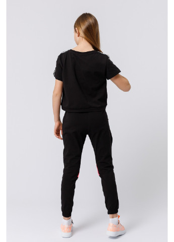 Черный комплект для девочки брюки и футболка Wanex