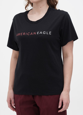 Черная летняя футболка American Eagle