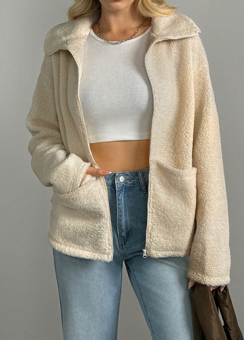 Бежевая демисезонная куртка куртка-пиджак SHEIN