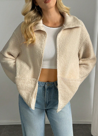 Бежевая демисезонная куртка куртка-пиджак SHEIN