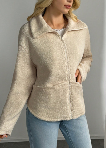 Бежевая демисезонная куртка куртка-пиджак SHEIN