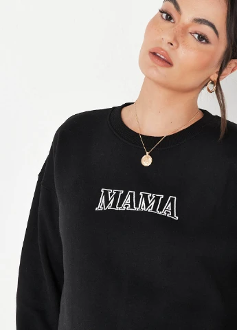 Черный свитшот Missguided однотонный вышивка (260377827)