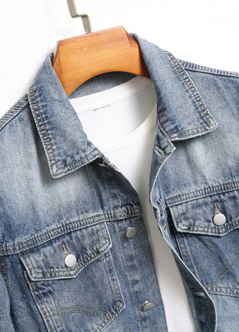 Синяя демисезонная куртка куртка-пиджак SHEIN