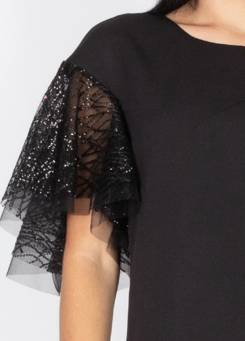 Черное коктейльное платье а-силуэт Seam однотонное