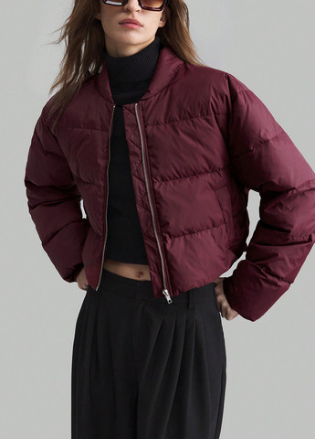 Бордовый демисезонный Пуховик SHEIN