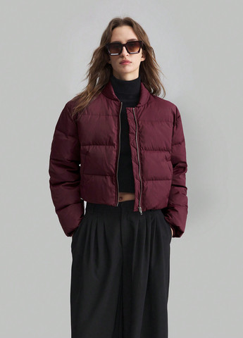 Бордовый демисезонный Пуховик SHEIN