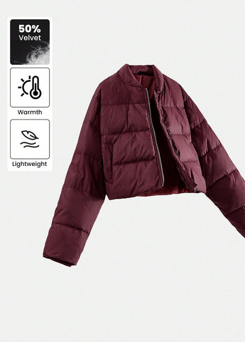 Бордовый демисезонный Пуховик SHEIN