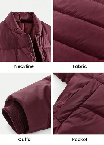 Бордовый демисезонный Пуховик SHEIN