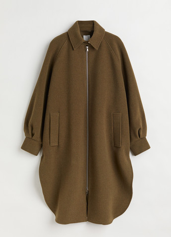 Оливковое (хаки) демисезонное Пальто оверсайз H&M