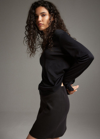 Черная кэжуал однотонная юбка H&M