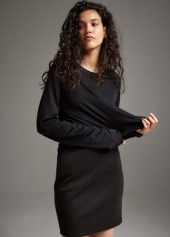 Черная кэжуал однотонная юбка H&M