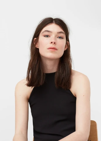 Черное кэжуал платье а-силуэт Mango однотонное