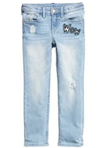 Светло-голубые демисезонные прямые джинсы H&M