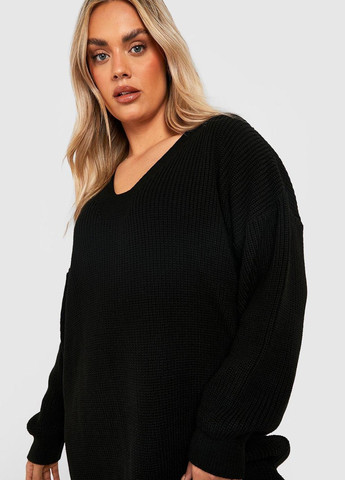 Черное кэжуал платье платье-свитер Boohoo однотонное
