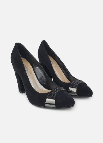 Женские туфли на широком каблуке черные замшевые Maria Moro