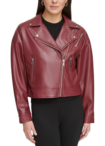 Бордовая демисезонная куртка косуха DKNY