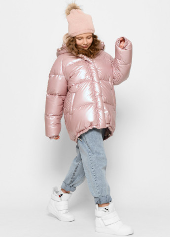 Рожева зимня блискуча пухова куртка для дівчаток X-Woyz