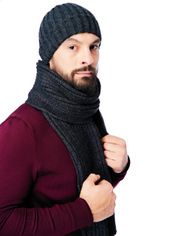 Темно-сірий зимній комплект (шапка, шарф) SVTR