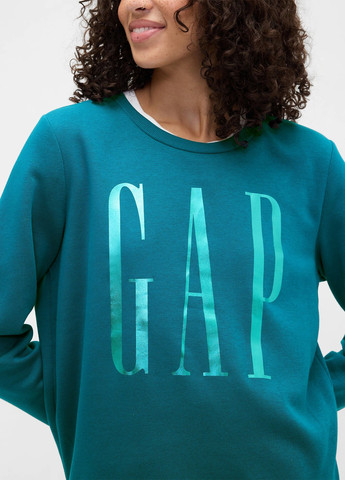 Бірюзовий світшот Gap логотип без декору (370302281)