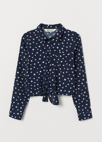 Темно-синяя с звездным узором блузка H&M демисезонная