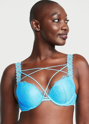 Голубой бюстгальтер Victoria's Secret с косточками полиамид